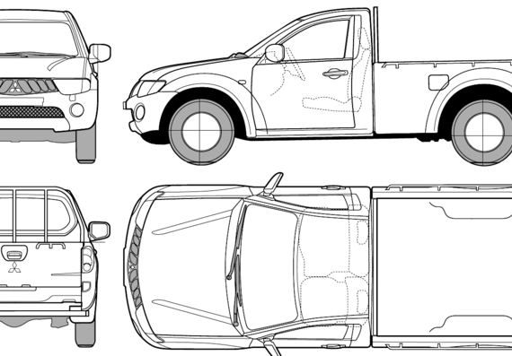 Mitsubishi L200 Regular Cab (2006) - Митцубиси - чертежи, габариты, рисунки автомобиля