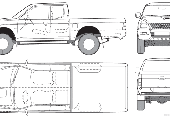 Mitsubishi L200 Single Cab - Митцубиси - чертежи, габариты, рисунки автомобиля