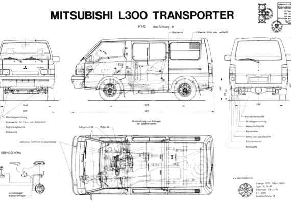 Mitsubishi L300 - Митцубиси - чертежи, габариты, рисунки автомобиля
