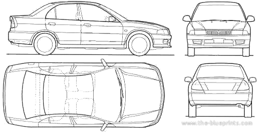 Mitsubishi Lancer (1998) - Митцубиси - чертежи, габариты, рисунки автомобиля