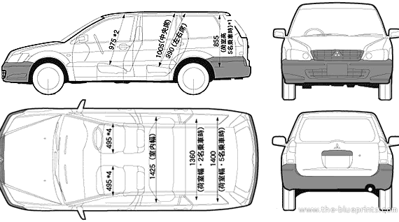 Mitsubishi Lancer Cedia Wagon (2001) - Митцубиси - чертежи, габариты, рисунки автомобиля