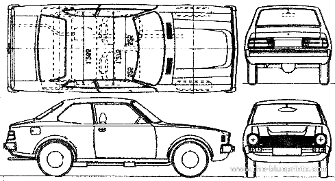 Mitsubishi Lancer Colt (1975) - Митцубиси - чертежи, габариты, рисунки автомобиля