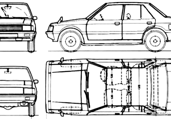 Mitsubishi Lancer EX (1979) - Митцубиси - чертежи, габариты, рисунки автомобиля