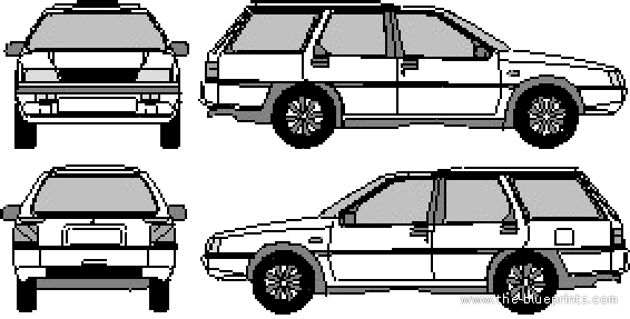 Mitsubishi Lancer Estate (1989) - Митцубиси - чертежи, габариты, рисунки автомобиля