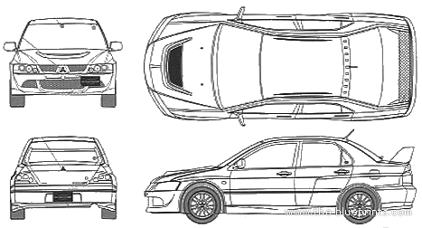 Mitsubishi Lancer Evolution VIII MR - Митцубиси - чертежи, габариты, рисунки автомобиля