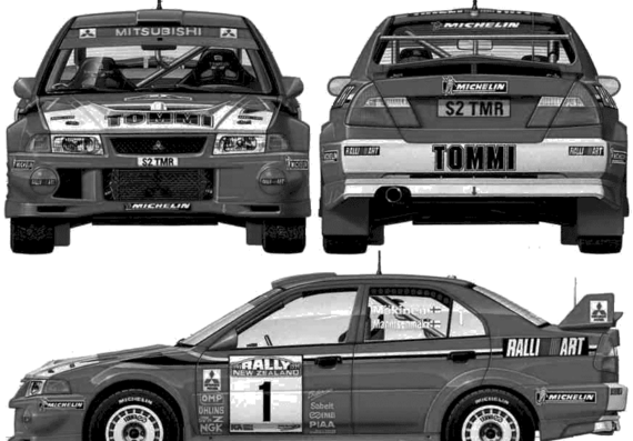 Mitsubishi Lancer Evolution VI WRC - Митцубиси - чертежи, габариты, рисунки автомобиля