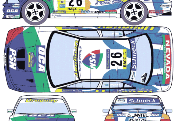 Mitsubishi Lancer Evolution WRC (1998) - Митцубиси - чертежи, габариты, рисунки автомобиля