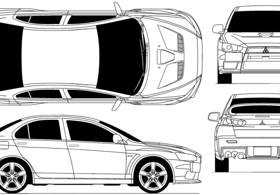 Mitsubishi Lancer Evolution X (2009) - Митцубиси - чертежи, габариты, рисунки автомобиля