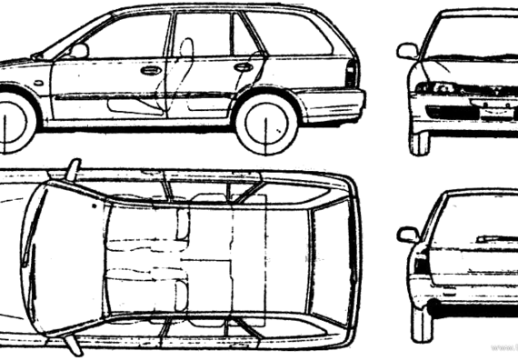 Mitsubishi Lancer GLXi Estate (1993) - Митцубиси - чертежи, габариты, рисунки автомобиля