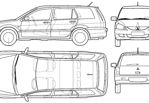 Mitsubishi Lancer Sportback (2004) - Митцубиси - чертежи, габариты, рисунки автомобиля