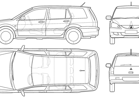 Mitsubishi Lancer Wagon (2005) - Митцубиси - чертежи, габариты, рисунки автомобиля