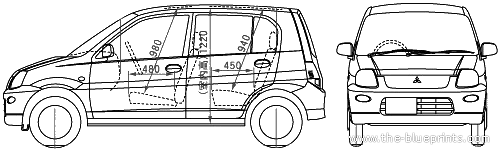 Mitsubishi Minica (2005) - Митцубиси - чертежи, габариты, рисунки автомобиля