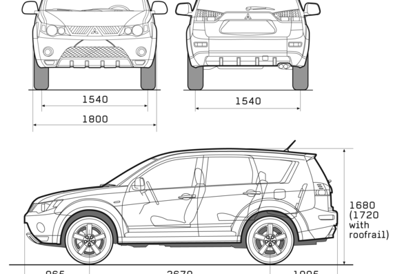 Mitsubishi Outlander (2008) - Mittsubishi - drawings, dimensions, pictures of the car