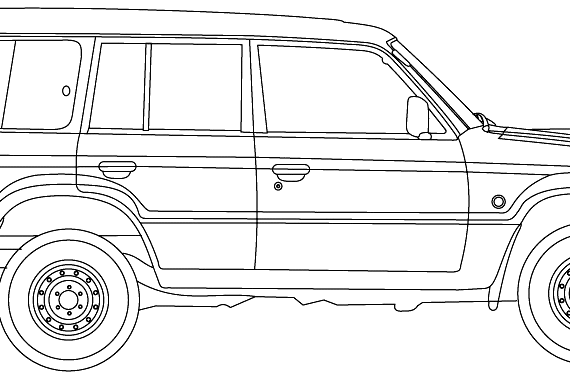 Mitsubishi Pajero 2.8 LWB (2002) - Митцубиси - чертежи, габариты, рисунки автомобиля