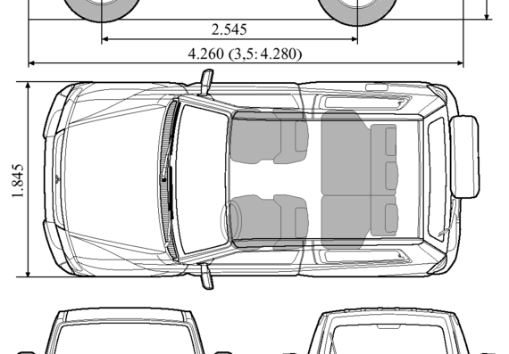 Mitsubishi Pajero GL - Митцубиси - чертежи, габариты, рисунки автомобиля