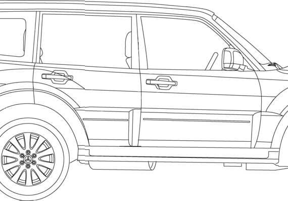 Mitsubishi Pajero LWB (2007) - Митцубиси - чертежи, габариты, рисунки автомобиля