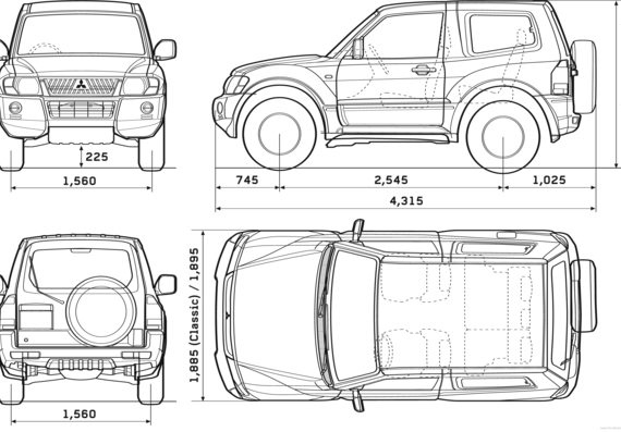 Mitsubishi Shogun Pajero 3-Door SWB (2007) - Mittsubishi - drawings, dimensions, pictures of the car