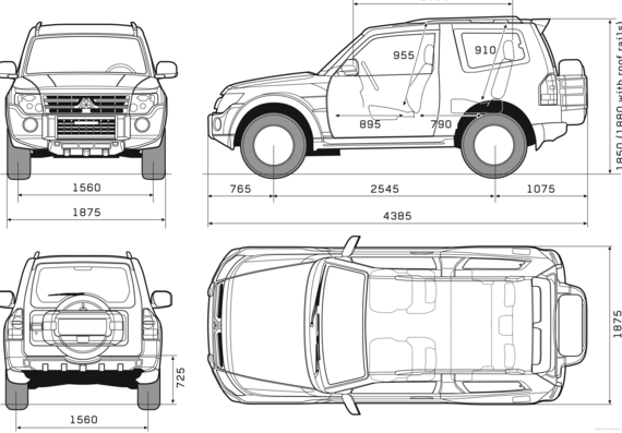 Mitsubishi Shogun Pajero 3-Door SWB (2008) - Mittsubishi - drawings, dimensions, pictures of the car