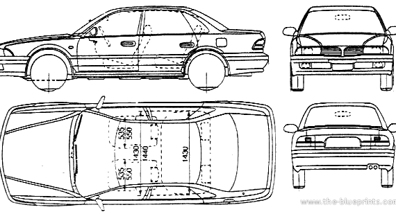 Mitsubishi Sigma (1991) - Митцубиси - чертежи, габариты, рисунки автомобиля