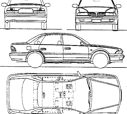 Mitsubishi Sigma (1993) - Митцубиси - чертежи, габариты, рисунки автомобиля