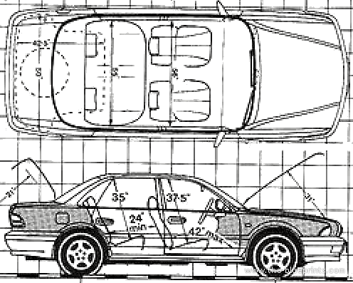 Mitsubishi Sigma V6 (1991) - Митцубиси - чертежи, габариты, рисунки автомобиля