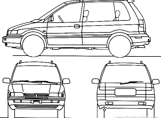 Mitsubishi Space Runner (1991) - Митцубиси - чертежи, габариты, рисунки автомобиля
