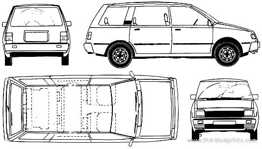 Mitsubishi Space Wagon (1984) - Митцубиси - чертежи, габариты, рисунки автомобиля