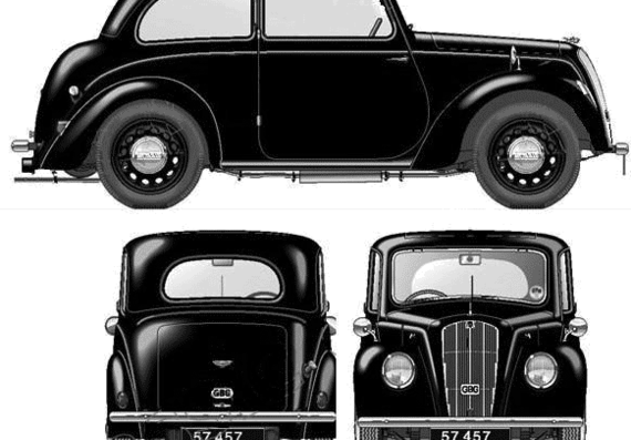 Morris 8 Series E 2-Door Saloon (1939) - Моррис - чертежи, габариты, рисунки автомобиля