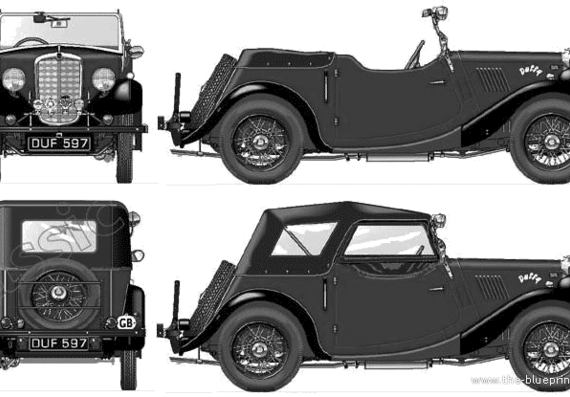 Morris 8 Tourer 2 Seater (1935) - Моррис - чертежи, габариты, рисунки автомобиля