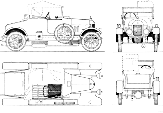 Morris Bullnose Cabriolet (1926) - Моррис - чертежи, габариты, рисунки автомобиля