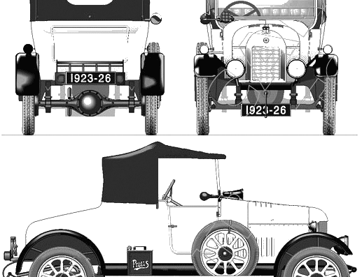 Morris Cowley Bullnose 2 seater (1923) - Моррис - чертежи, габариты, рисунки автомобиля