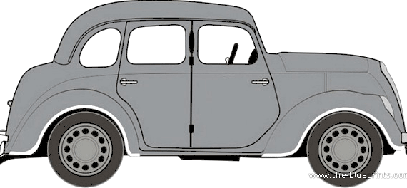Morris Eight E Series Saloon - Morris - drawings, dimensions, pictures of the car