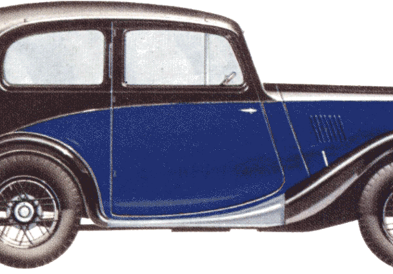 Morris Eight SI Saloon 2-Door (1935) - Моррис - чертежи, габариты, рисунки автомобиля