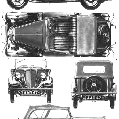Morris Eight Series 1 Tourer (1935) - Моррис - чертежи, габариты, рисунки автомобиля