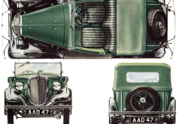 Morris Eight Tourer (1935) - Моррис - чертежи, габариты, рисунки автомобиля