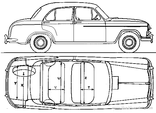 Morris Isis (1955) - Моррис - чертежи, габариты, рисунки автомобиля