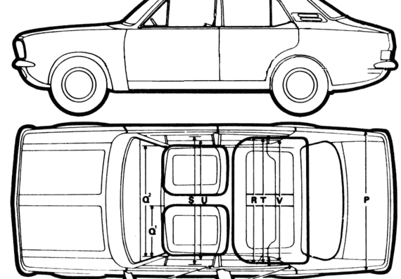 Morris Marina (1972) - Моррис - чертежи, габариты, рисунки автомобиля