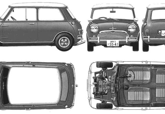Morris Mini (1963) - Моррис - чертежи, габариты, рисунки автомобиля