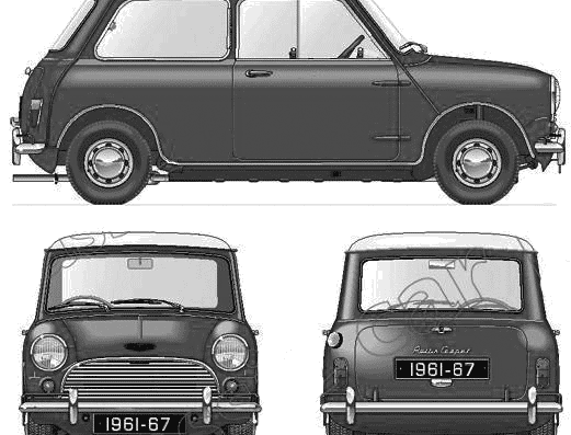 Morris Mini Cooper (1961) - Моррис - чертежи, габариты, рисунки автомобиля