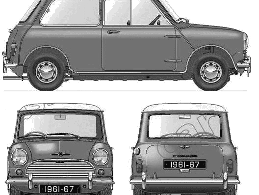 Morris Mini Cooper (1963) - Моррис - чертежи, габариты, рисунки автомобиля