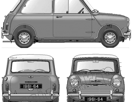Morris Mini Cooper 997cc 1961-64 - Моррис - чертежи, габариты, рисунки автомобиля
