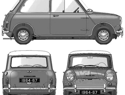 Morris Mini Cooper 998cc 1964-67 - Моррис - чертежи, габариты, рисунки автомобиля