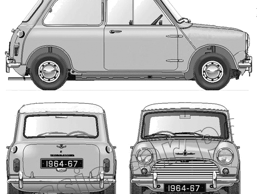 Morris Mini Cooper S 1275cc 1964-67 - Моррис - чертежи, габариты, рисунки автомобиля