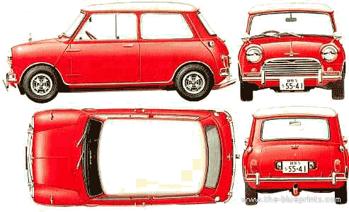 Morris Mini Cooper S Mk.I 1275cc - Моррис - чертежи, габариты, рисунки автомобиля