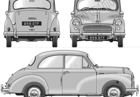 Morris Minor 1000 2-Door Million (1961) - Моррис - чертежи, габариты, рисунки автомобиля