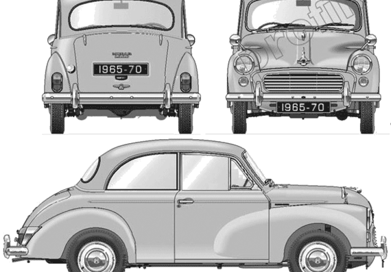 Morris Minor 1000 2-Door Saloon 1965-70 - Моррис - чертежи, габариты, рисунки автомобиля