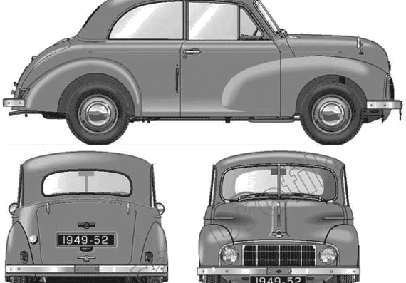 Morris Minor 2-Door MM (1949) - Моррис - чертежи, габариты, рисунки автомобиля
