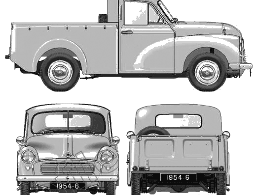 Morris Minor Pick-up S2 (1954) - Моррис - чертежи, габариты, рисунки автомобиля