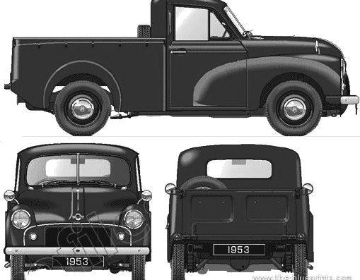 Morris Minor Pickup S2 (1953) - Моррис - чертежи, габариты, рисунки автомобиля