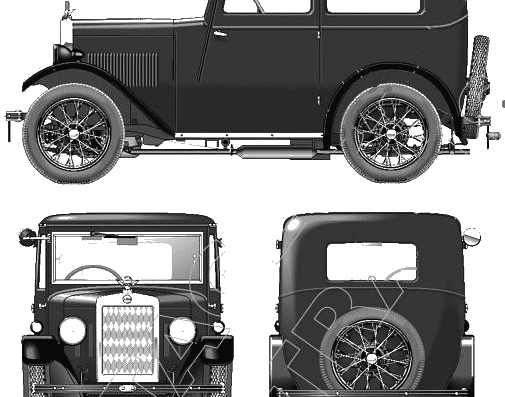 Morris Minor Saloon (1930) - Morris - drawings, dimensions, pictures of the car